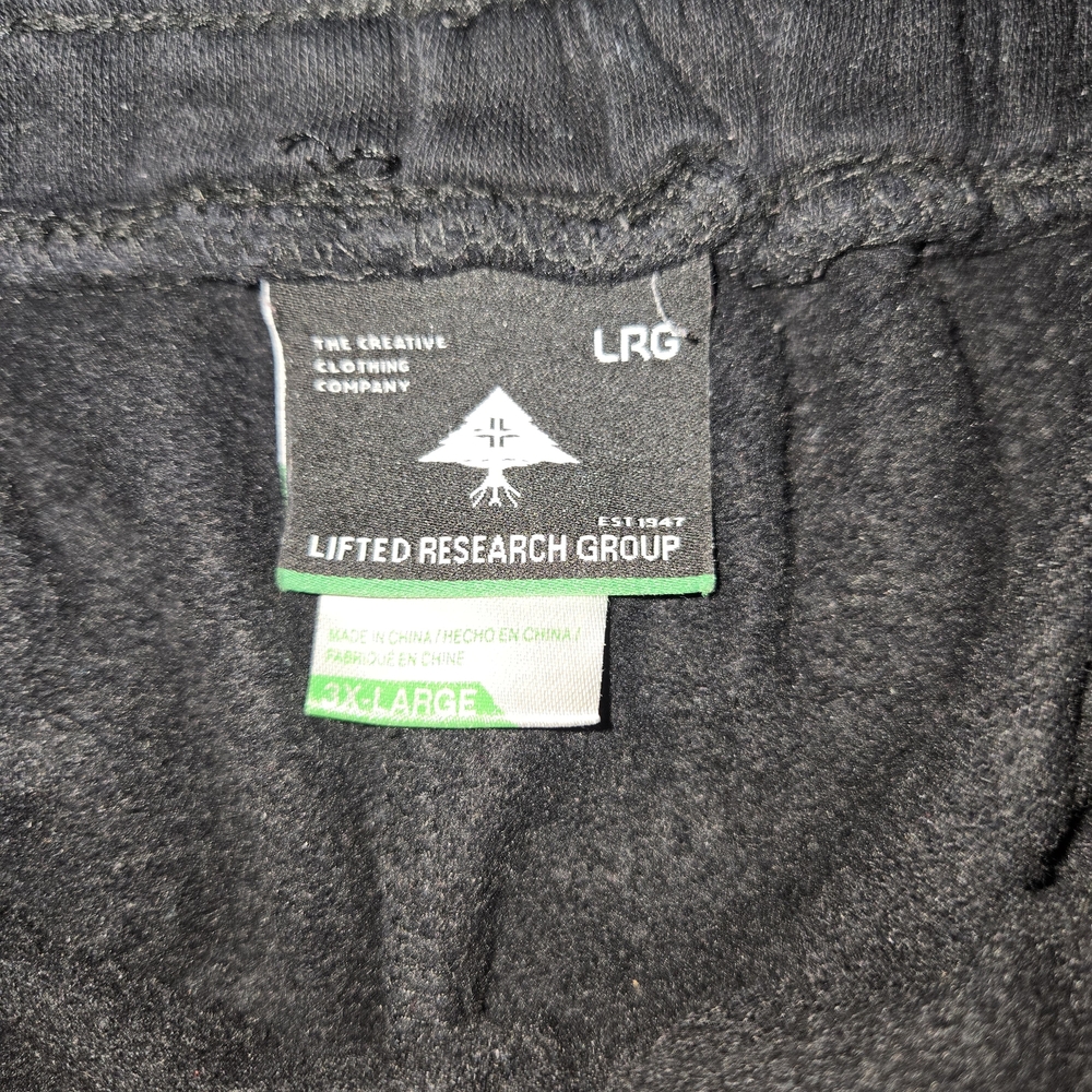 LRG Men's Black Athletic Shorts with Green Trim